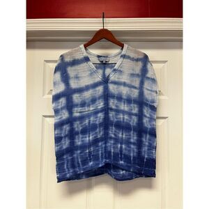 Michael Stars Blue Tie Dye Gauzy V-Neck Cap Sleeve Top sz S EUC